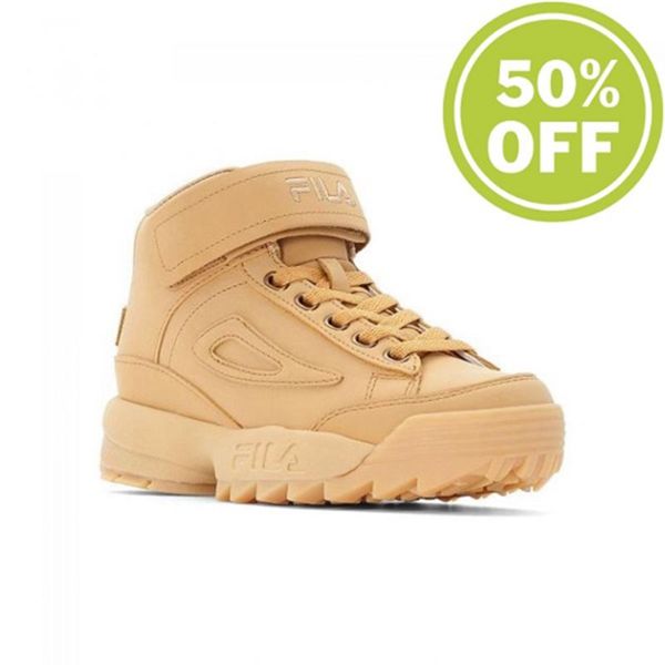 Fila D2 Disruptor Clay Mid Wmn Chipmunk Chunky Mid Cut Women's Sneakers - Goldenrod,NZ 341-39246